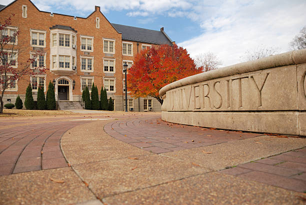 University campus exterior with autumn trees
